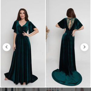 Dark Green Velvet Dress